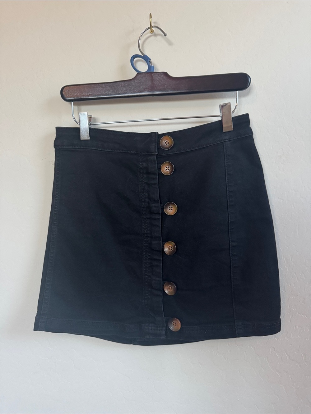 Free People Black Button-Front Mini Skirt